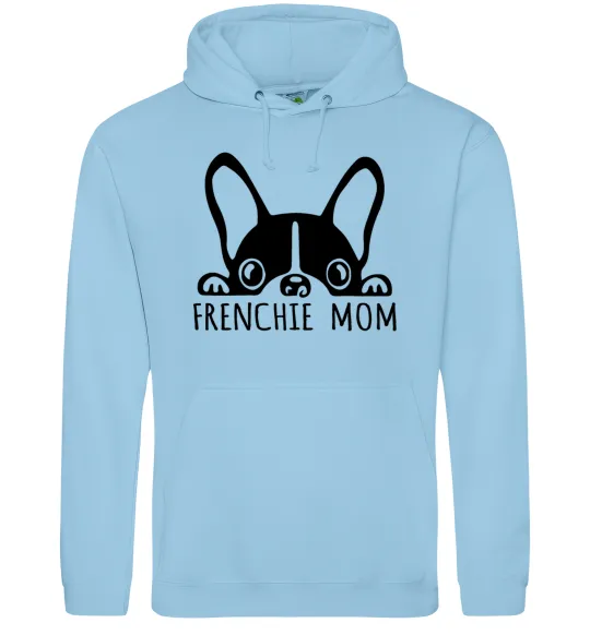 Жіноча толстовка (худі) Frenchie mom Блакитний фото
