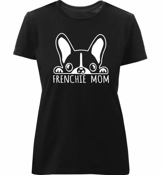 Жіноча преміум футболка Frenchie mom Чорний фото