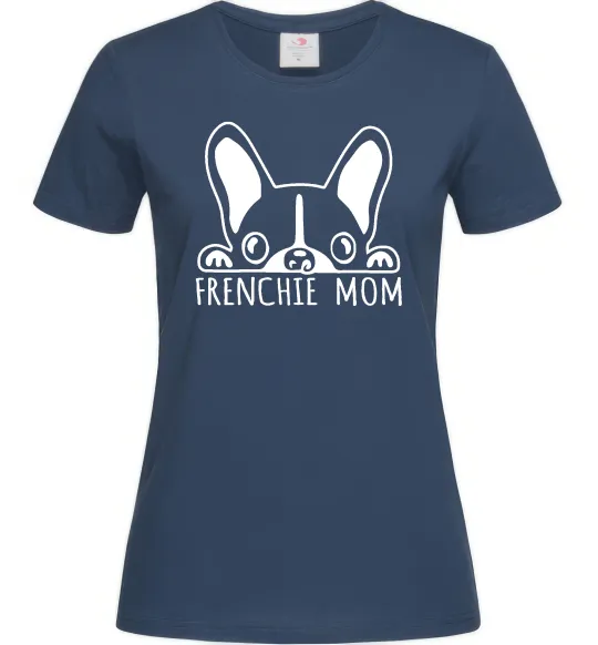 Жіноча футболка Frenchie mom Темно-синій фото