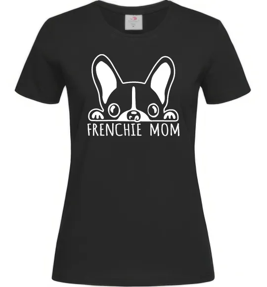 Жіноча футболка Frenchie mom Чорний фото