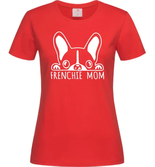 Жіноча футболка Frenchie mom Червоний фото