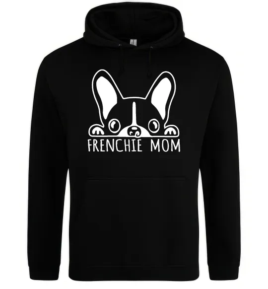 Женская толстовка (худи) Frenchie mom Черный фото