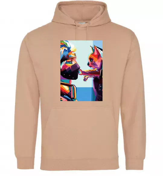 Мужская толстовка (худи) Какаши Хатаке і котик Песочный фото