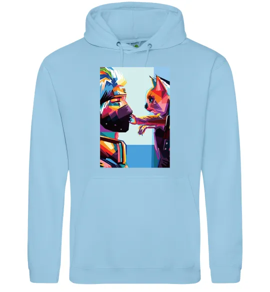 Мужская толстовка (худи) Какаши Хатаке і котик Голубой фото