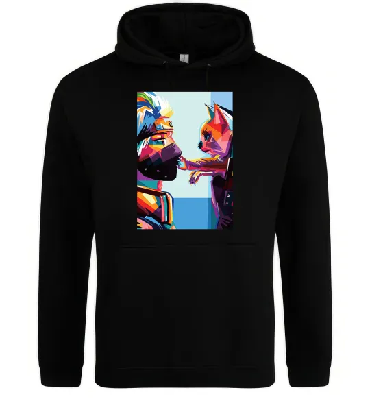 Жіноча толстовка (худі) Какаши Хатаке і котик Чорний фото