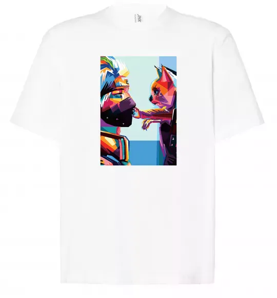 Футболка Оверсайз Какаши Хатаке і котик Білий фото