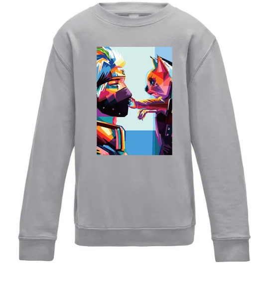 Дитячий світшот Какаши Хатаке і котик Сірий меланж фото