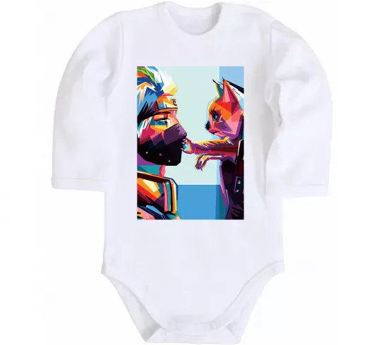 Дитячий бодік Какаши Хатаке і котик Білий фото