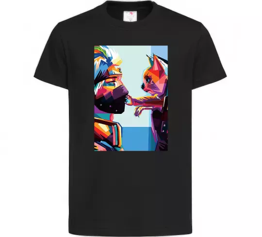 Детская футболка Какаши Хатаке і котик Черный фото