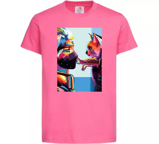 Детская футболка Какаши Хатаке і котик Ярко-розовый фото