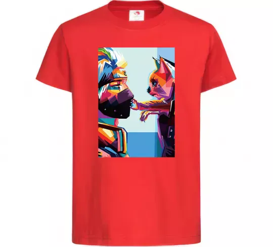 Детская футболка Какаши Хатаке і котик Красный фото