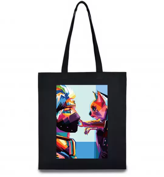 Еко-сумка Какаши Хатаке і котик Чорний фото