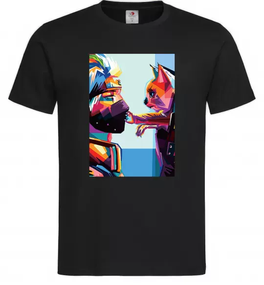 Мужская футболка Какаши Хатаке і котик Черный фото