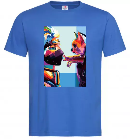 Мужская футболка Какаши Хатаке і котик Ярко-синий фото