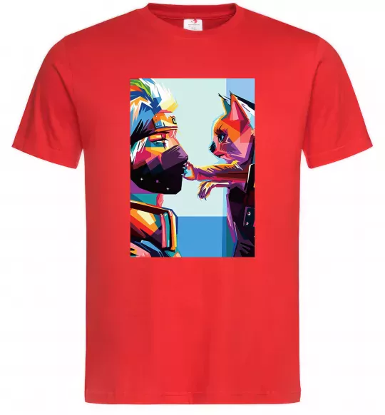 Мужская футболка Какаши Хатаке і котик Красный фото