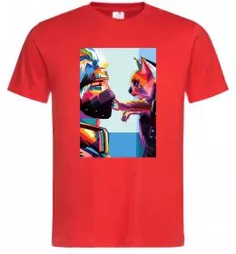 Мужская футболка Какаши Хатаке і котик Красный фото