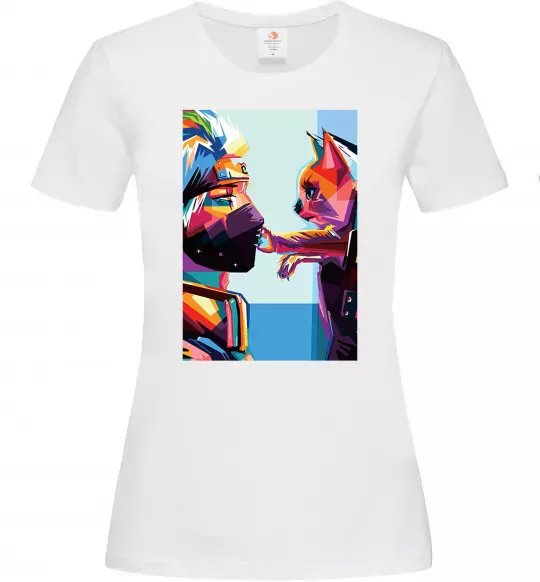 Женская футболка Какаши Хатаке і котик Белый фото