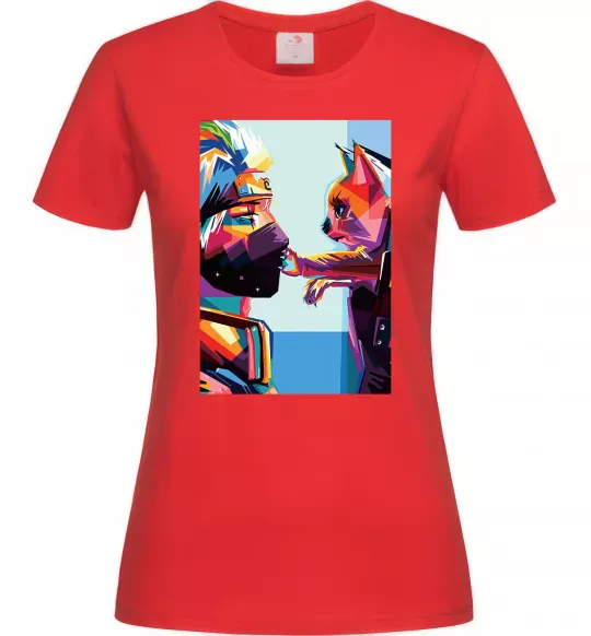 Женская футболка Какаши Хатаке і котик Красный фото