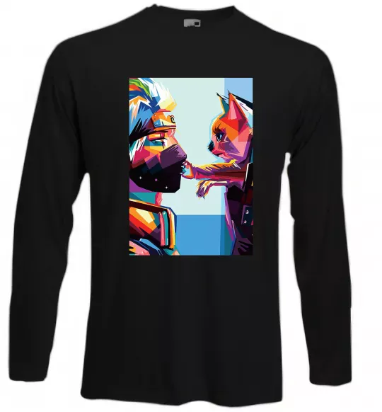 Лонгслів Какаши Хатаке і котик Чорний фото