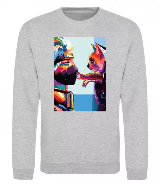 Свитшот Какаши Хатаке і котик Серый меланж фото