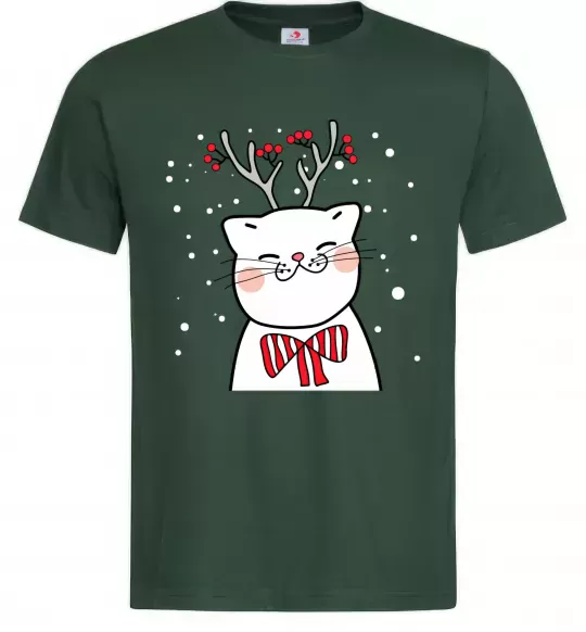 Чоловіча футболка Кіт-олень Темно-зелений фото