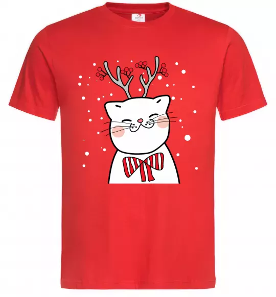 Чоловіча футболка Кіт-олень Червоний фото