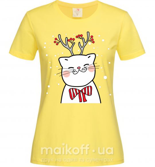 Жіноча футболка Кот-олень Лимонний фото