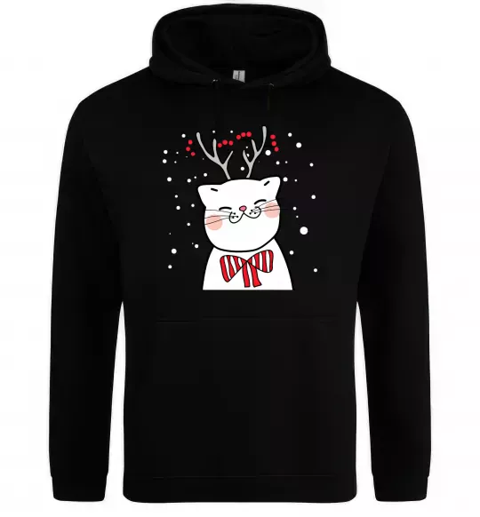 Мужская толстовка (худи) Кіт-олень Черный фото