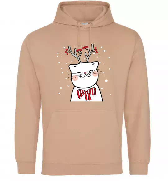 Жіноча толстовка (худі) Кіт-олень Пісочний фото