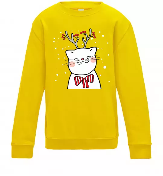 Детский Свитшот Кіт-олень Солнечно желтый фото