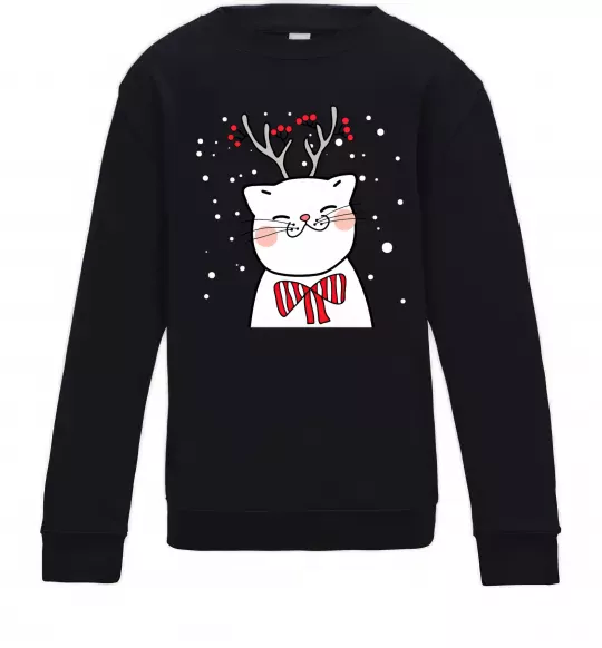 Детский Свитшот Кіт-олень Черный фото