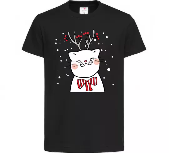 Детская футболка Кіт-олень Черный фото