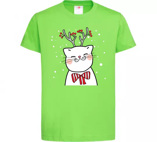 Детская футболка Кіт-олень Лаймовый фото