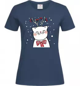 Женская футболка Кіт-олень Темно-синий фото