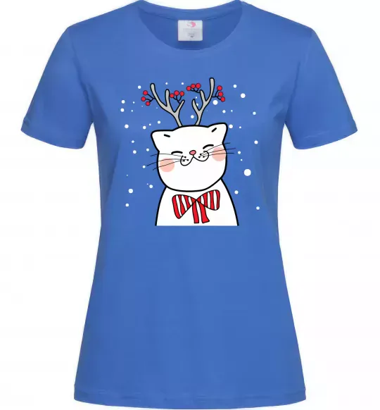 Жіноча футболка Кіт-олень Яскраво-синій фото