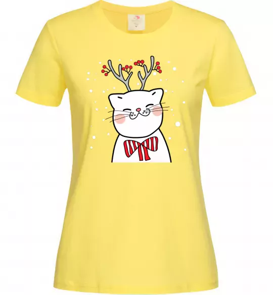 Жіноча футболка Кіт-олень Лимонний фото