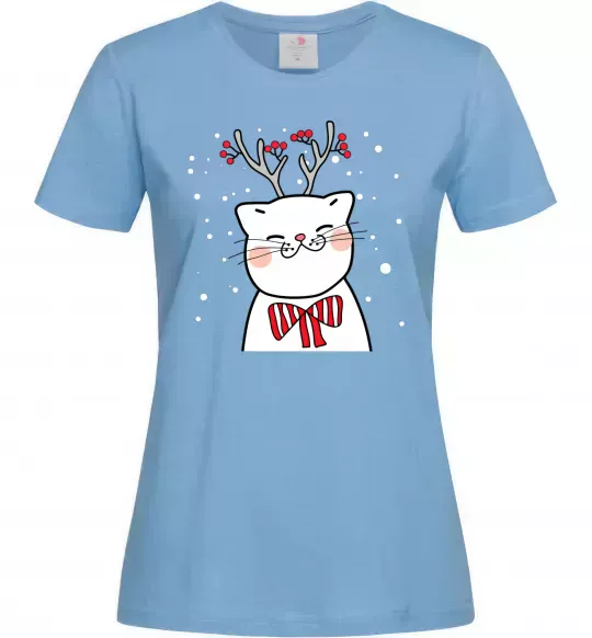 Жіноча футболка Кіт-олень Блакитний фото