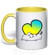Чашка с цветной ручкой Кот любит Украину Солнечно желтый фото