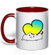 Чашка з кольоровою ручкою Кот любит Украину Червоний фото