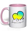 Чашка с цветной ручкой Кот любит Украину Нежно розовый фото