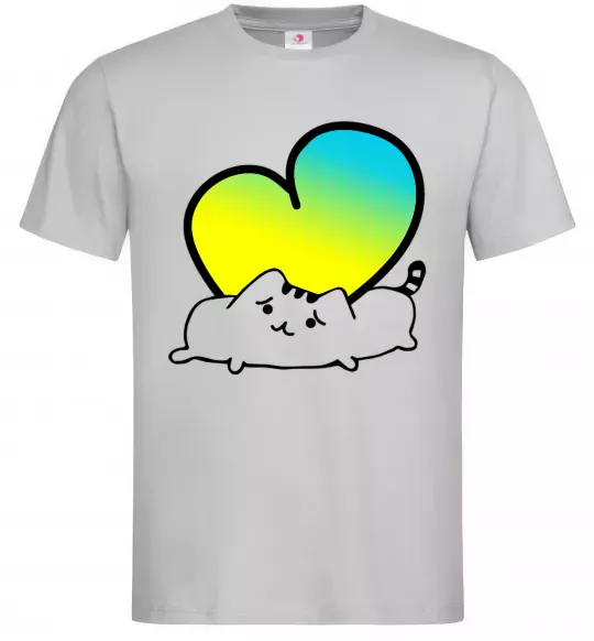 Мужская футболка Кіт любить Україну Серый фото