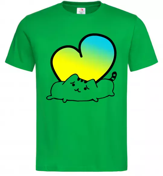 Мужская футболка Кіт любить Україну Зеленый фото