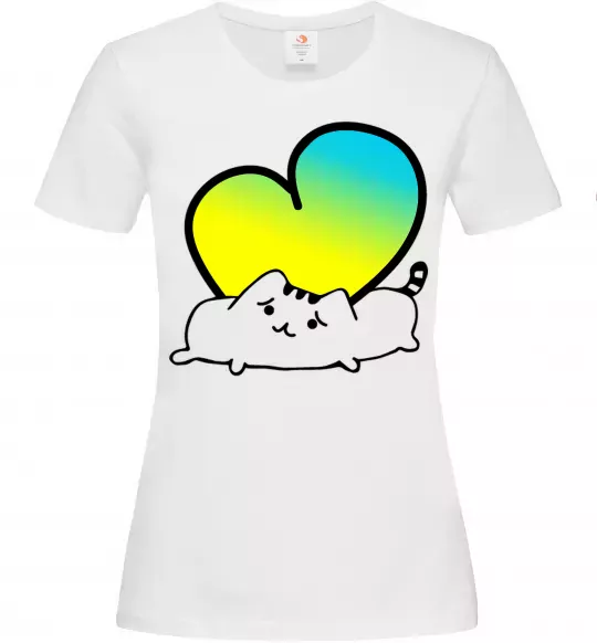 Жіноча футболка Кіт любить Україну Білий фото