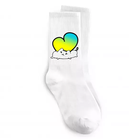 Носки Кіт любить Україну Белый фото