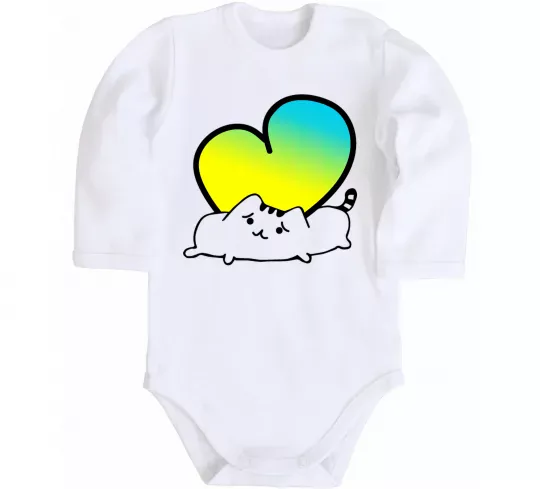 Детский боди Кіт любить Україну Белый фото