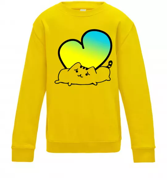 Дитячий світшот Кіт любить Україну Сонячно жовтий фото