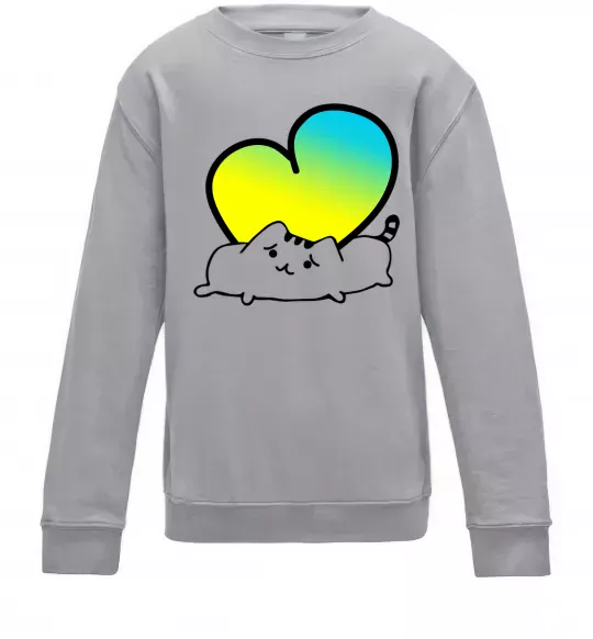 Дитячий світшот Кіт любить Україну Сірий меланж фото