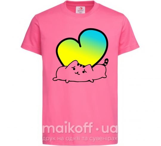 Дитяча футболка Кот любит Украину Яскраво-рожевий фото