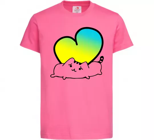 Детская футболка Кіт любить Україну Ярко-розовый фото