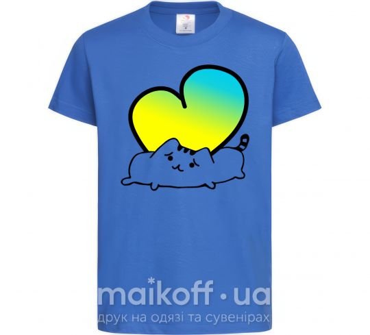 Дитяча футболка Кот любит Украину Яскраво-синій фото